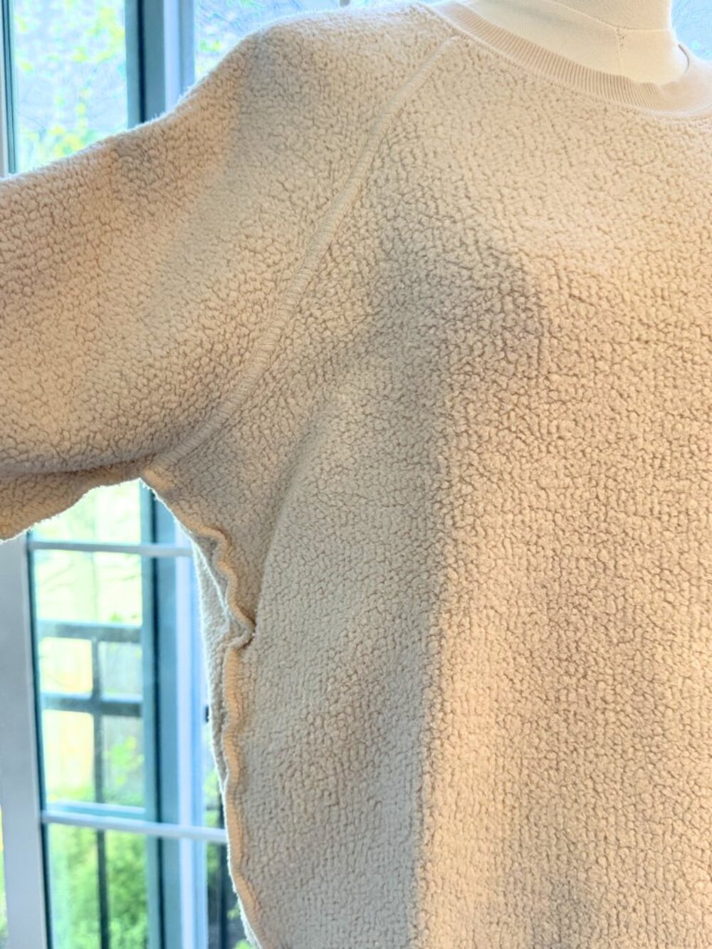 perfectwhitetee Ziggy reverse fleece crew neck sweatshirt in Sugar Size Large - Picture 6 of 7